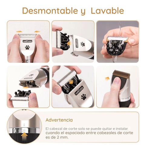 Maquina Cortapelo Eléctrico Recargable Para Mascotas Nobleza Dorado