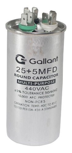 Capacitor Cbb65 Gallant 25+5mf +-5% 440 Vac Gcp25d05a-ix440