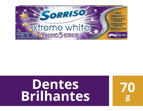 Pasta de dentes Sorriso Xtreme White 5 Estrelas Branqueador Star Mint  em gel 70 g