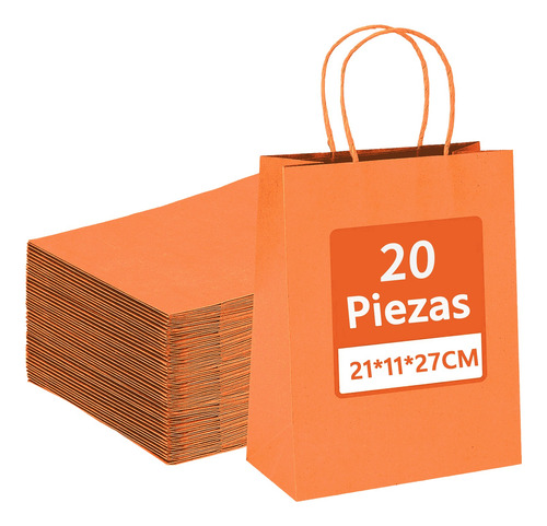 20 Bolsas Papel Fiestas Kraft Ecológicas Portátil Decorativa