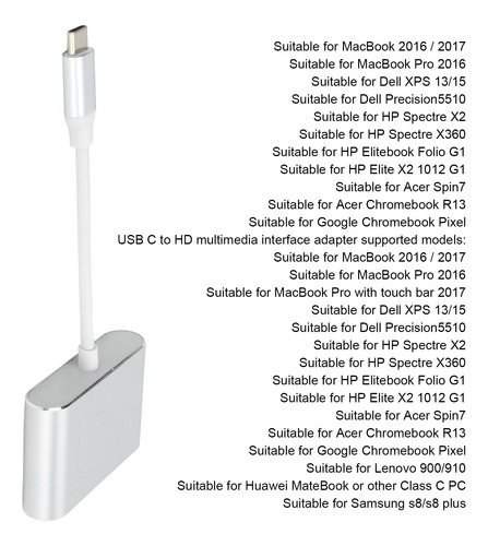 Convertidor De Adaptador Vga Tipo C A Hdmi 4k