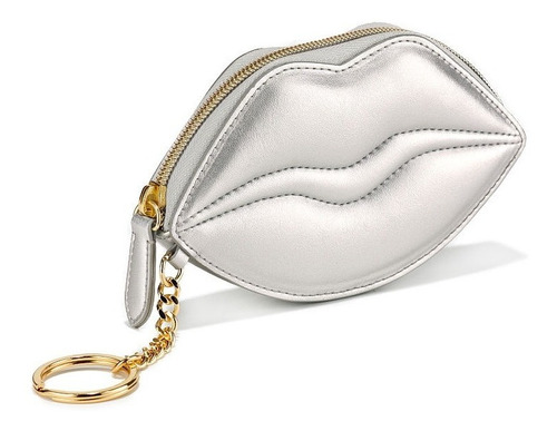 Victorias Secret Monedero Lip Pouch Con Cierre Silver