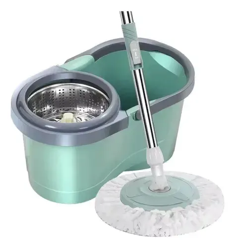Mop Esfregao Giratorio 360 Com Cesto Inox Balde 13 Litros