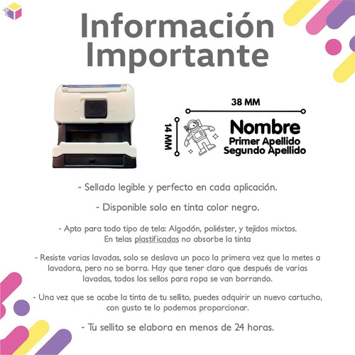 Imagen 2 de 10 de Sello Para Ropa Personalizado Para Marcar Prendas Y Objetos