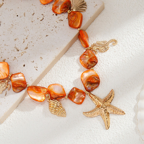 Collar De Cadena De Conchas Bohemio Con Colgante De Estrella