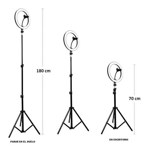 Aro De Luz Led 26 Cm Trípode Prof 2 Mts De Altura Graduable