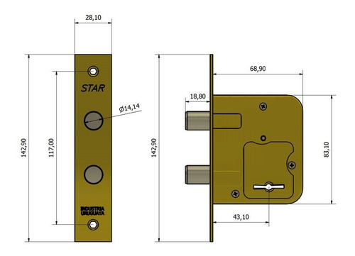 Cerrojo Star 800hz Tx | Abelenda Hnos.