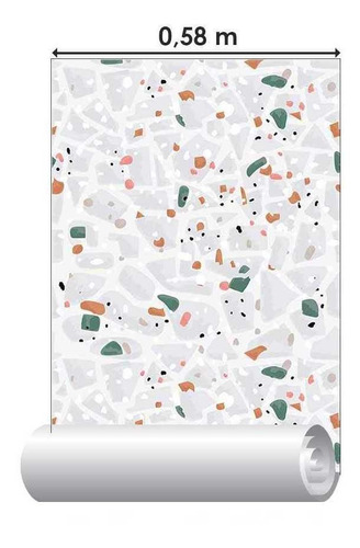 Imagem 4 de 5 de Papel De Parede Adesivo Granilite Cinza E Colorido N07127 0,