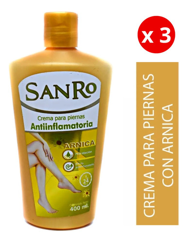 Crema Para Piernas Corporal Sanro Arnica Antiinflamatoria (3
