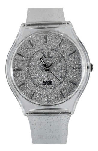 Imagen 1 de 1 de Reloj Xl Extra Large Malla Y Fondo Con Glitter Silicona