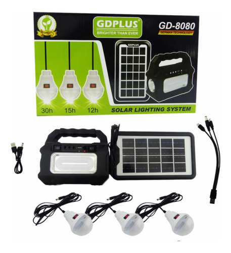 Kit Solar Portatil Marca Gdplus Modelo Gk8080 Recargable