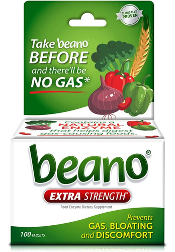 Enzimas digestivas Beano Gas Prevention 100 tbts Sabor Sin sabor