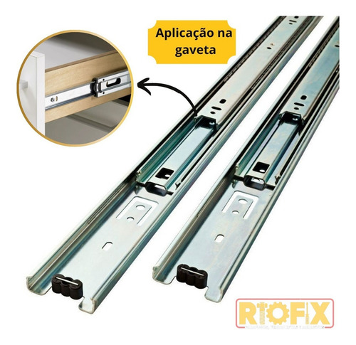 Corrediça Telescópica P/ Gaveta Reforçada 45cm 4 Pares 45 Kg