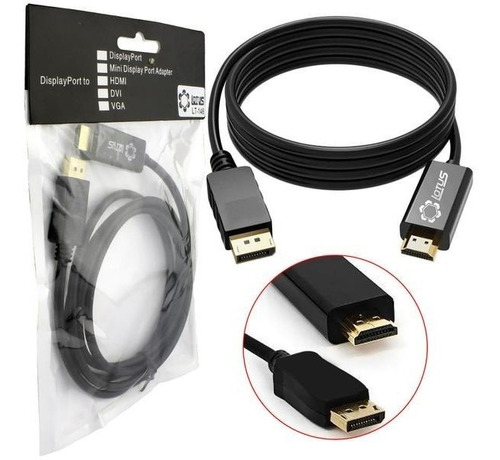 Imagem 1 de 1 de Cabo Conversor Displayport Para Hdmi 1.80 Metros Preto