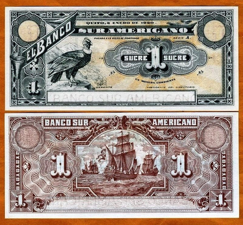 Bn8163 Equador 1920 Um Sucre Remainder Specimen Rara