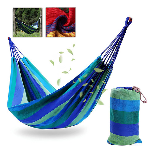 Hamaca Algodón Para Jardín Camping Cómoda De Tela Portátil