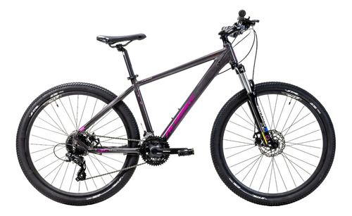 Mountain bike femenina Alubike MTB Sierra  2023 R27.5 24v frenos microshift fd-m20 y shimano tourney cambios Shimano color negro/rosa