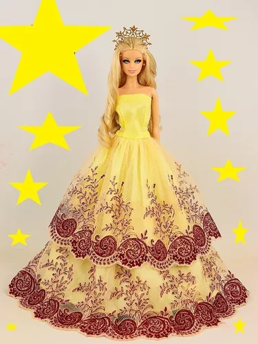 Kit Atacado 5 Vestidos De Princesa Para Boneca Barbie