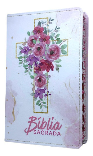 Bíblia Sagrada Letra Grande Gigante Cruz Flores Com Índice, De Almeida, João Ferreira De. Editora Cpp, Capa Dura Em Português, 2023