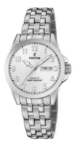 Reloj Festina Clásico De Acero Dama Sumergible Mod F20455