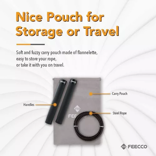 FEECCO - Cuerda de saltar con peso de 1/2 libra para boxeo, cardio,  entrenamiento de crossfit, rango de 8 a 11 pies, cuerda de acero de  longitud