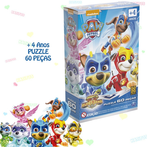 Imagem 1 de 4 de Quebra Cabeça Patrulha Canina Puzzle 60 Peças Infantil Grow