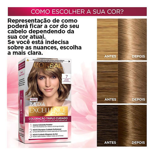 Tinta L'oréal Paris Excellence Creme 7.0 Louro Natural 162.5 Louro Natural