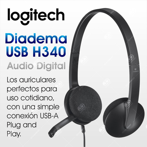 Imagen 2 de 8 de Diadema Usb Logitech H340 / Micrófono Con Supresión De Ruido