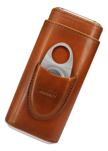 Estuche Para Puros Cuero Marrón De 3 Dedos De Alta Calidad