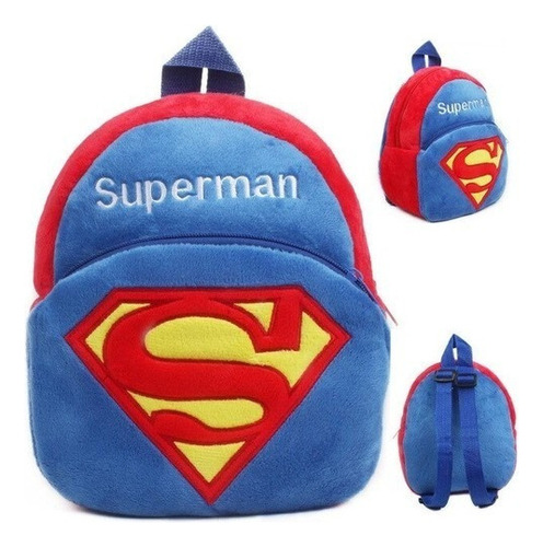 Mochila Infantil De Bichinho Bebe Zoo Kids Berçário De Plush Cor Azul Desenho do tecido Superman