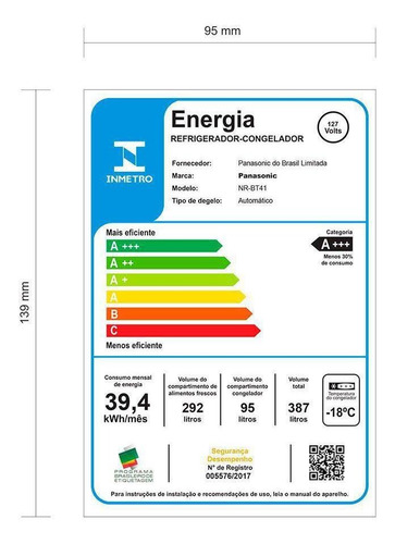 Geladeira Panasonic Bt41 Duplex Aço Escovado Frost Free 127v