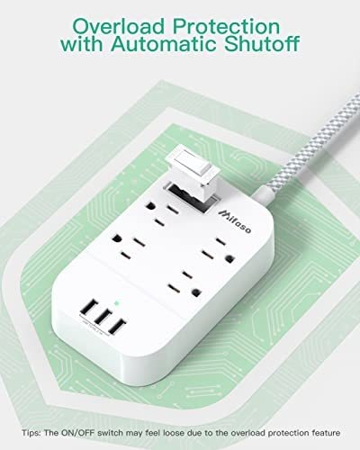 Multicontacto De 4 Tomas Y 3 Puertos Usb Color Blanco Cable