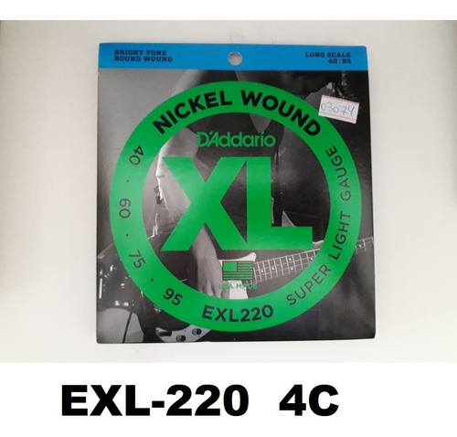 Encordoamento Baixo Daddario 4 Cordas Exl220 - 040 - 095