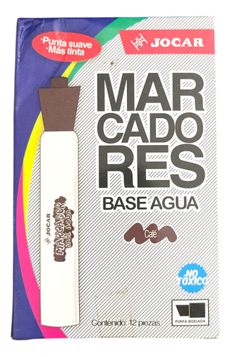 Marcador Base Agua Jocar Color Café 12 Piezas. Café