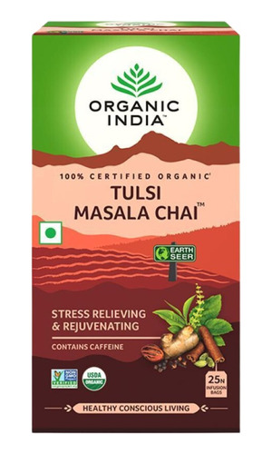 Té Organic India Tulsi Masala Chai 25 Bolsitas - Granjero