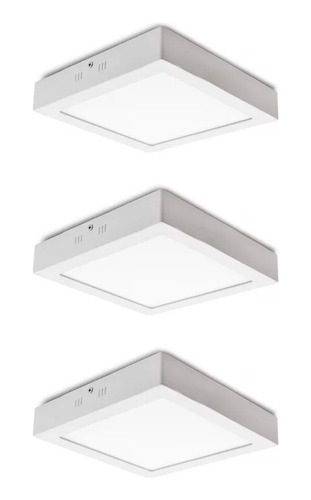 Packx3 Panel O Plafon Led De Aplicar Led 18w Cuadrado Unilux