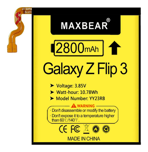 Batería Para Galaxy Z Flip 3, (actualizada) Maxbear De 2800