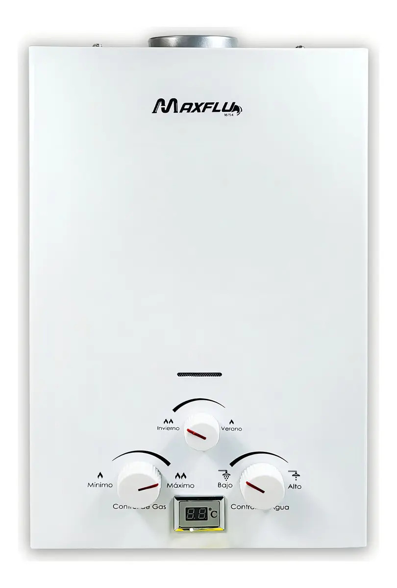 Calentador De Paso Instantáneo De Agua Maxflu Ahorrador De Gas 6Lt GLP Blanco 16153