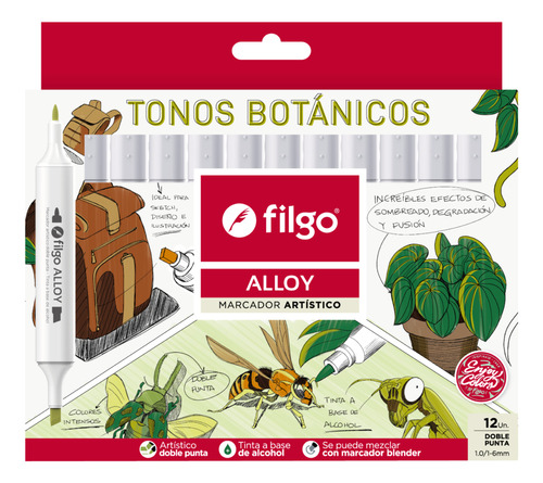 Marcadores Artisticos Filgo Alloy X12 Tonos Botanicos