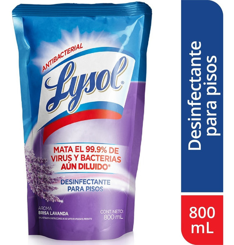 Desinfectante Para Piso Antibacterial Lysol Doypack 800ml X3