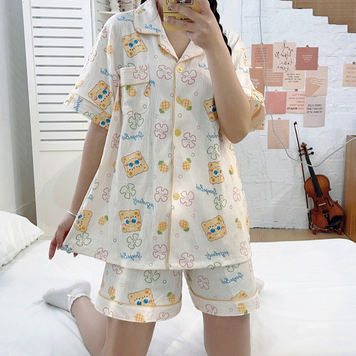 Pijama De Bob Esponja Sencillo De Verano Bonito A La Mod