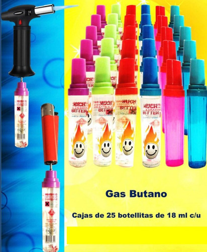 Gas Butano Caja De 25 Botellitas De 18 Ml Clipper Sopletes