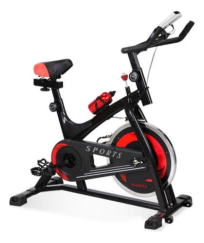 Bicicleta Spinning Fija Centurfit 6kg Hogar Fitness Cardio Color Negro/Rojo