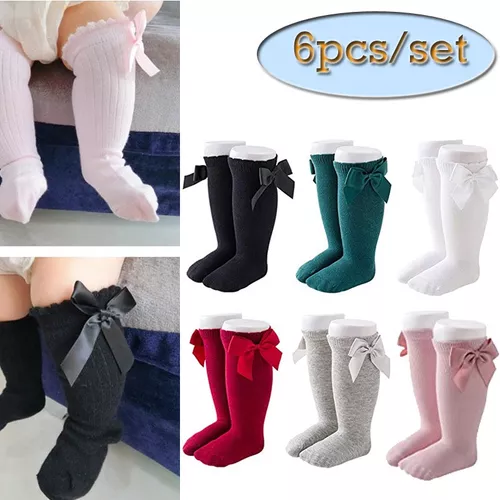 3 años Pack de 5 medias de algodón para la rodilla niña calcetines hasta la rodilla XPXGMT calcetines para bebé calcetines 0 uniforme escolar calcetines 