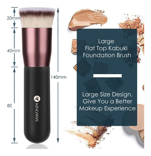 Brocha Kingmas Flat Top Foundation Brush, Premium Kabuki ...