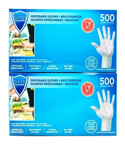 2 Guantes Transparentes Desechables X 500 Unidades