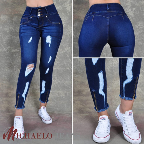 Jeans Para Dama Michaelo Jeans Tipo Colombiano Ref 6394