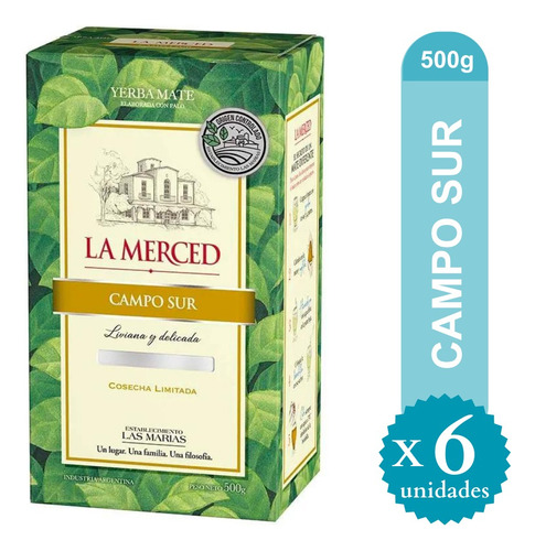 Caja Yerba Mate La Merced Campo Sur 500g X6 Unid - Ma