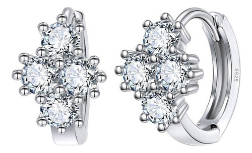 C Aros Flor Circones Baño Plata / Todojoyas