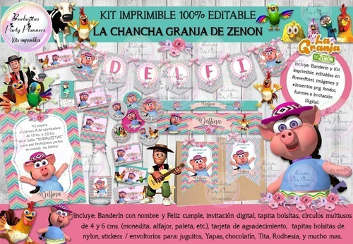 Kit Imprimible La Chancha La Granja De Zenon 100% Editable